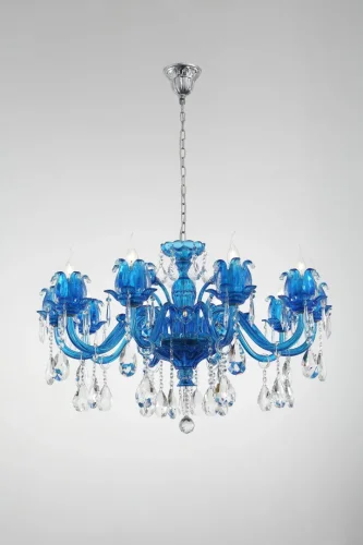 Люстра подвесная Ashanti 1250.10 blu Lucia Tucci прозрачная на 10 ламп, основание голубое в стиле классический  фото 2